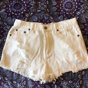 White Distressed Shorts